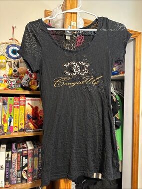 Short Sleeve Cheetah Black Shear Top